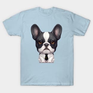 Brindle Pied French Bulldog Wearing a Tie T-Shirt